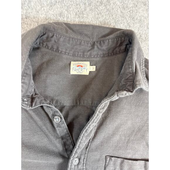 Faherty Button Up Shirt Mens Small Gray Organic Cotton Pocket Workwear Canvas - Picture 2 of 6